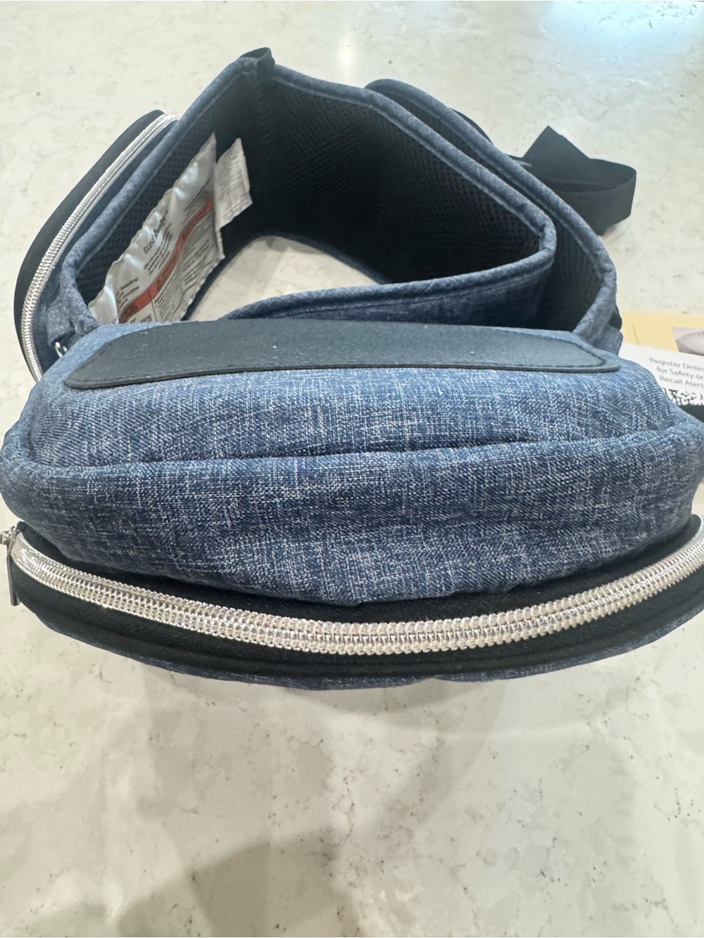 Kids Denim-Style Blue Belt Bag with Silver Zipper